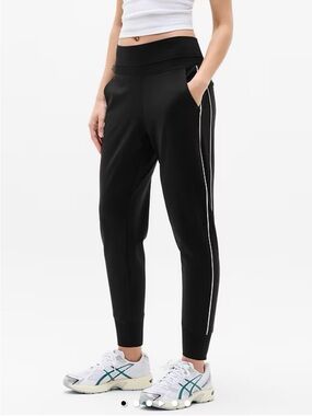 Athleta Black Jogger Pants with White Side Stripe